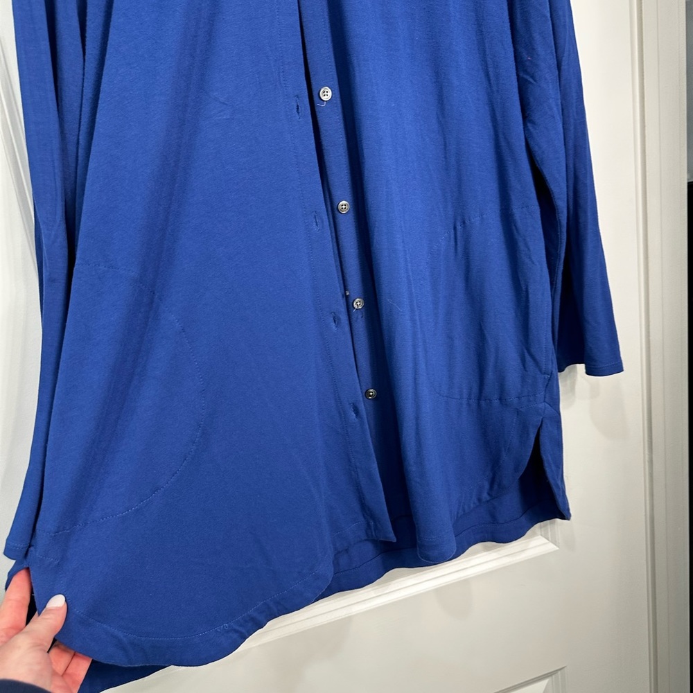 J Jill Long Sleeve Button Front Tunic US XL - blue